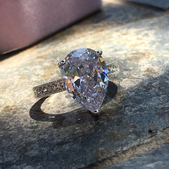 14k white gold pear diamond ring 5 CT 💍 wedding - Picture 11 of 16